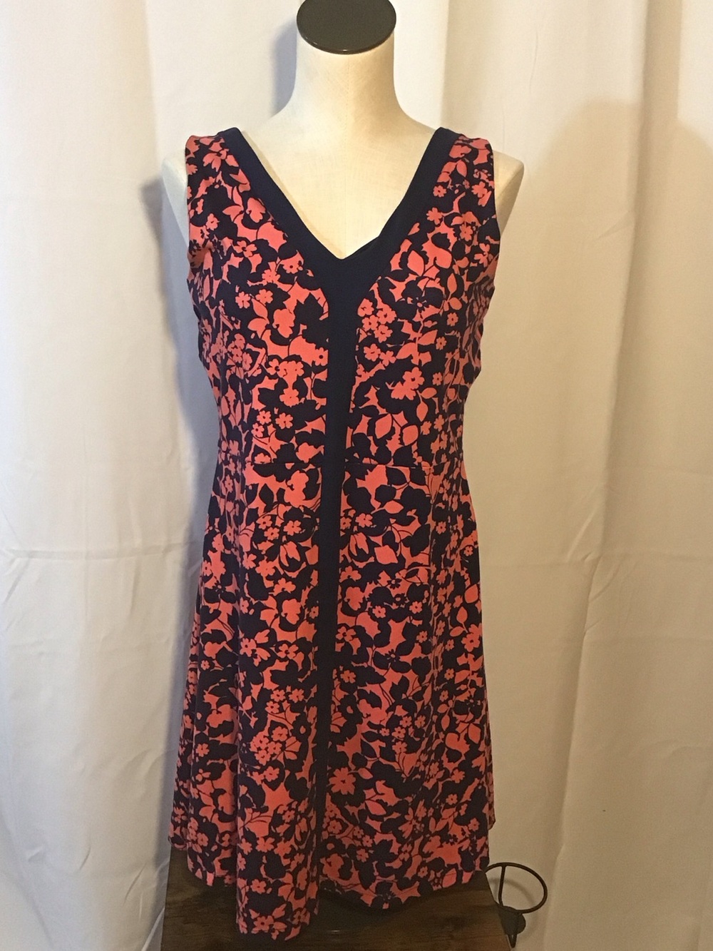 Title nine Navy and Coral Floral Midi Dress